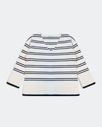 Sweater in White with Navy Stripe