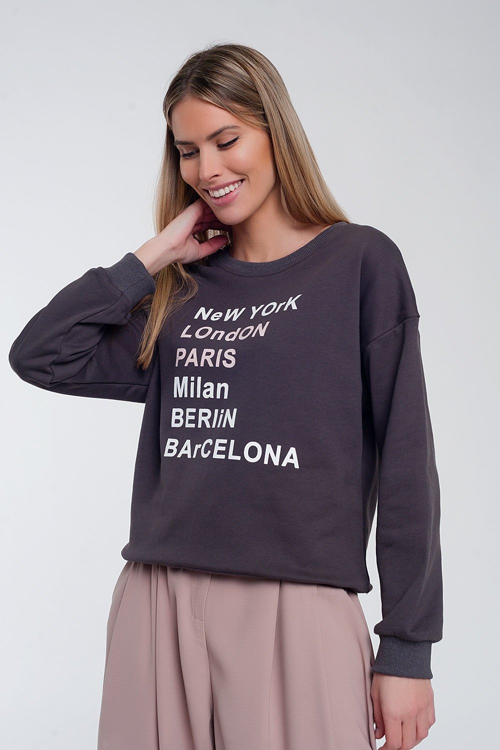 Sweatshirt with Text Chest Print