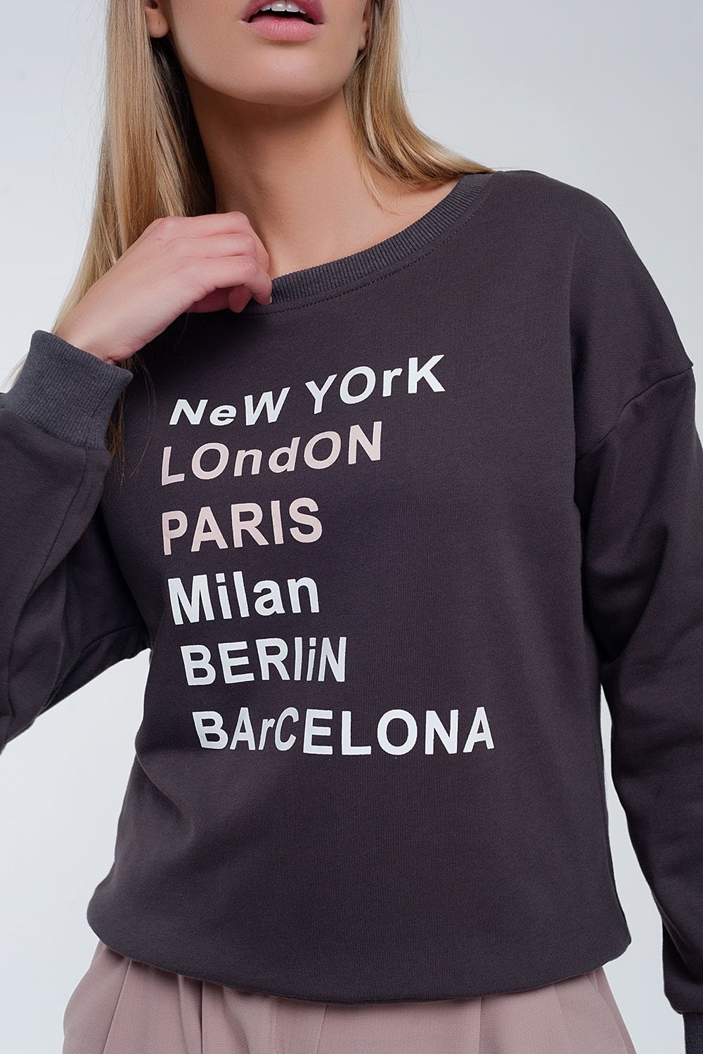 Sweatshirt with Text Chest Print