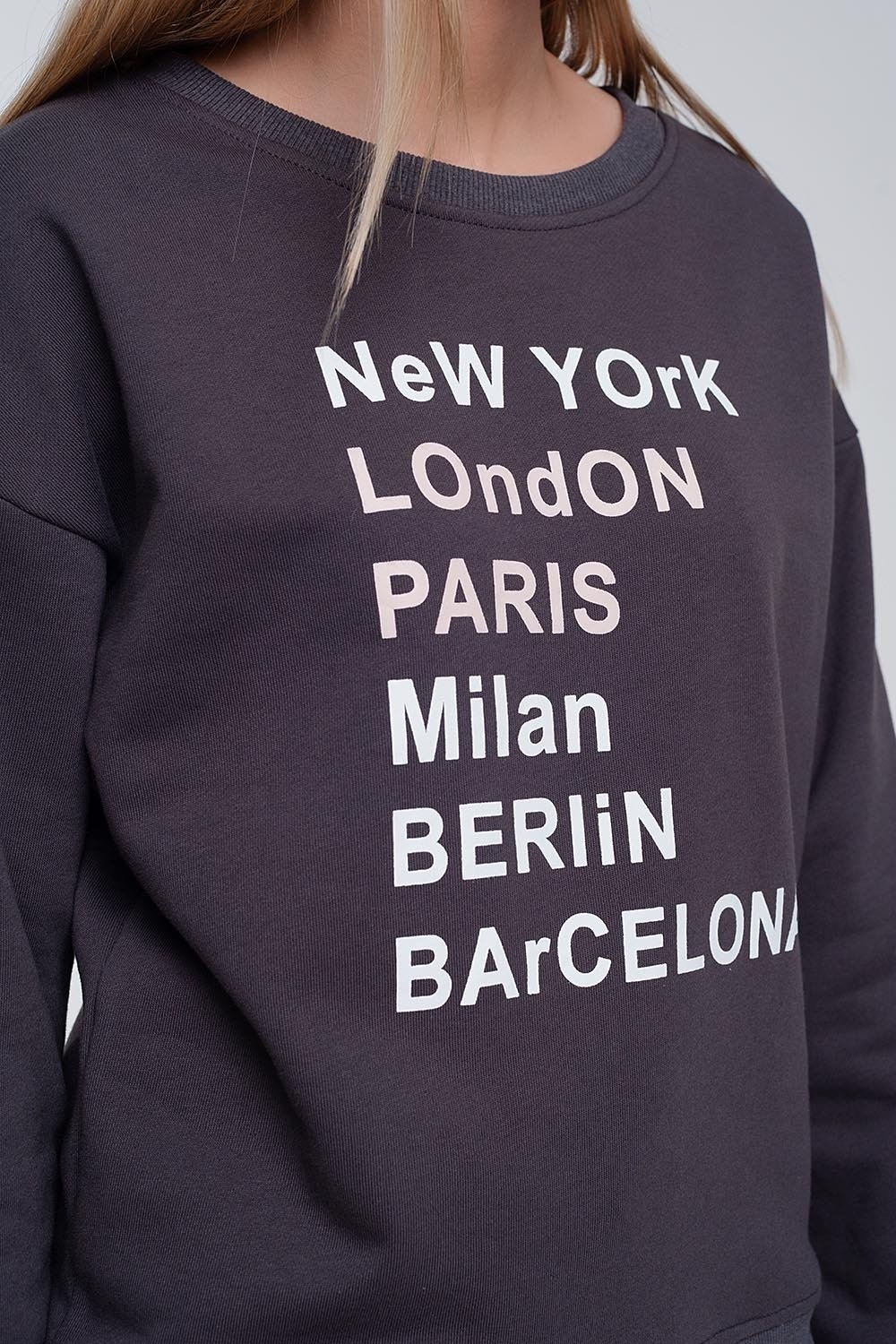 Sweatshirt with Text Chest Print