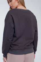 Sweatshirt with Text Chest Print