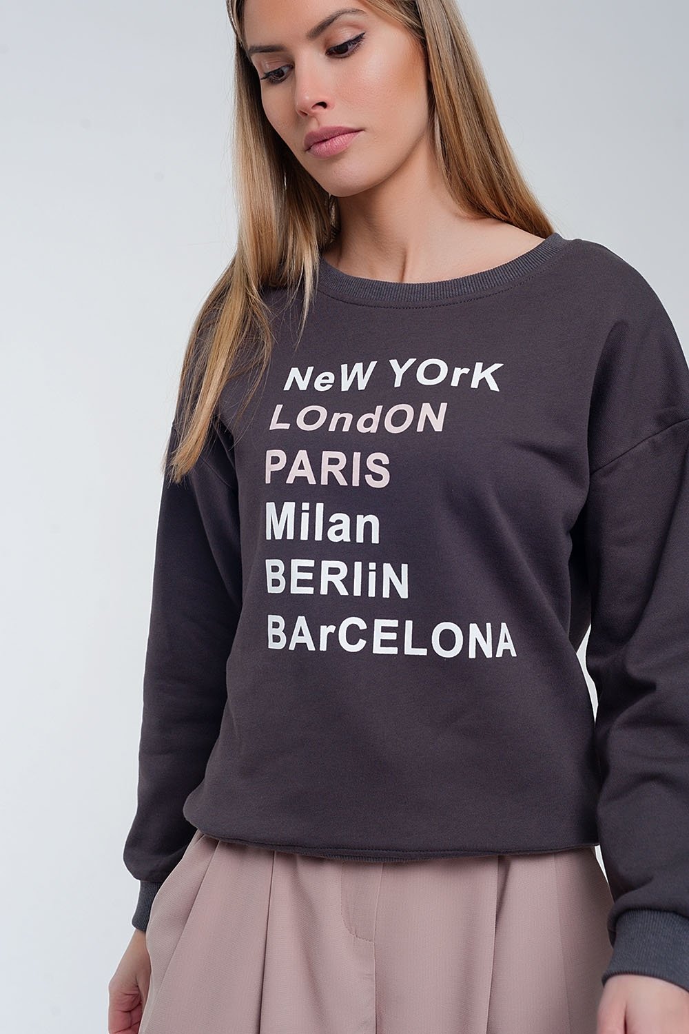 Sweatshirt with Text Chest Print