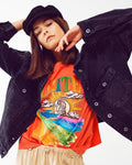 T-Shirt with Limited Graphic Print in Orange