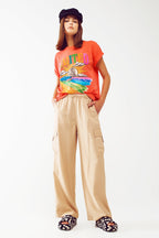 T-Shirt with Limited Graphic Print in Orange