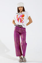 T-Shirt with LOVE Art Deco Digital Print in White