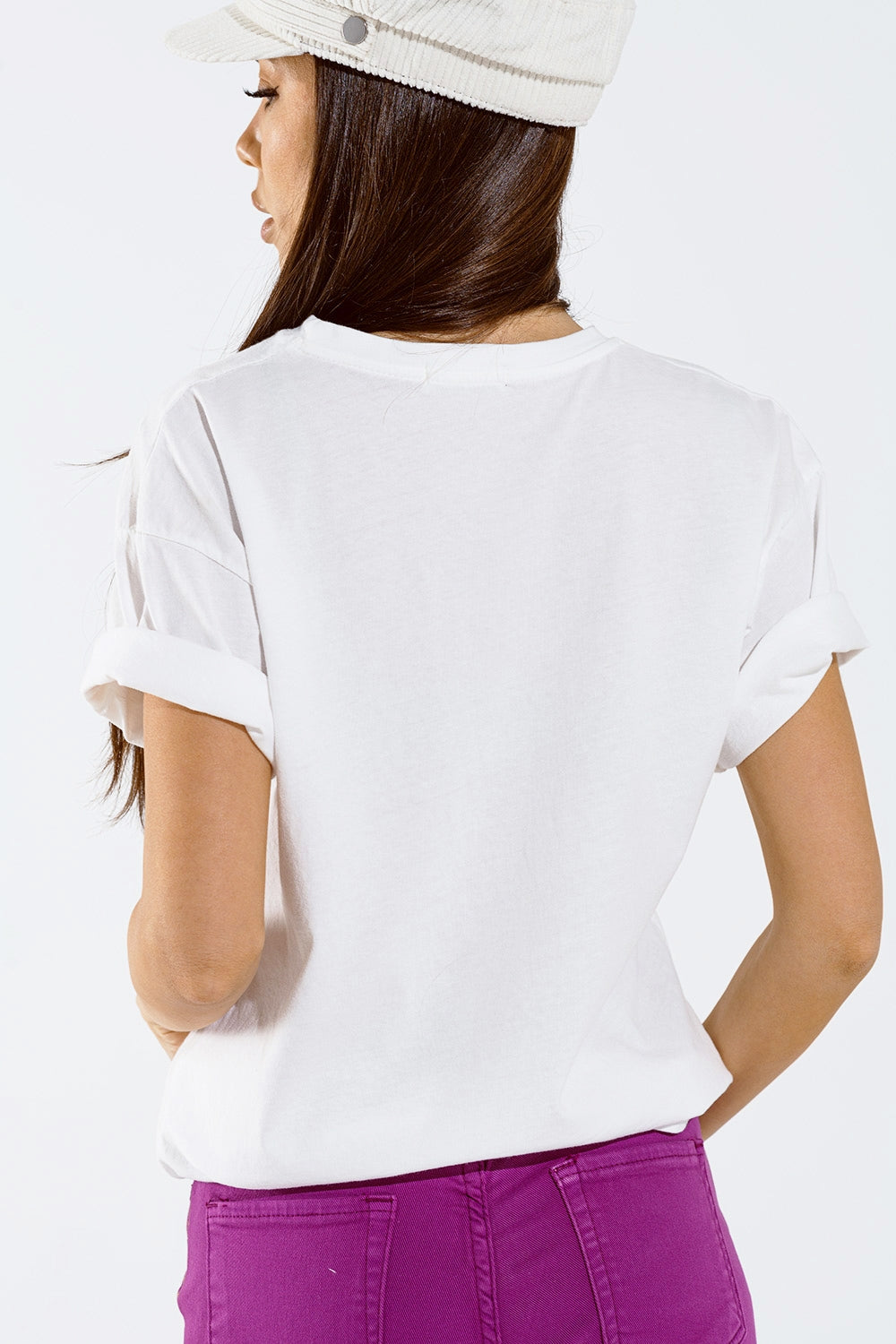 T-Shirt with LOVE Art Deco Digital Print in White