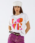 T-Shirt with LOVE Art Deco Digital Print in White