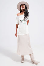 T Shirt with New York City Slogan in White
