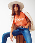 T-Shirt with Vintage 18 Text in Orange