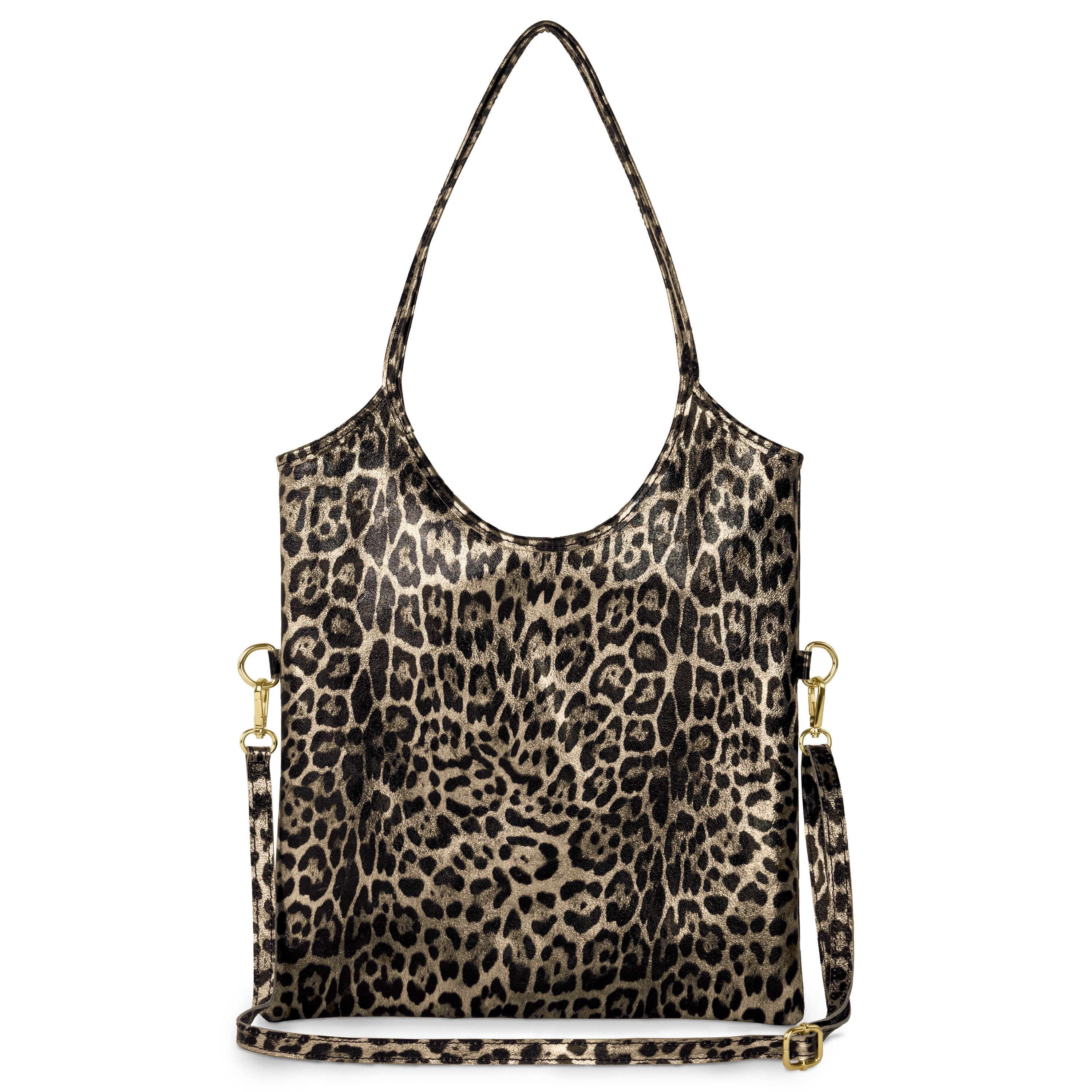 Leopard Metallic Suede Leather Tote Bag