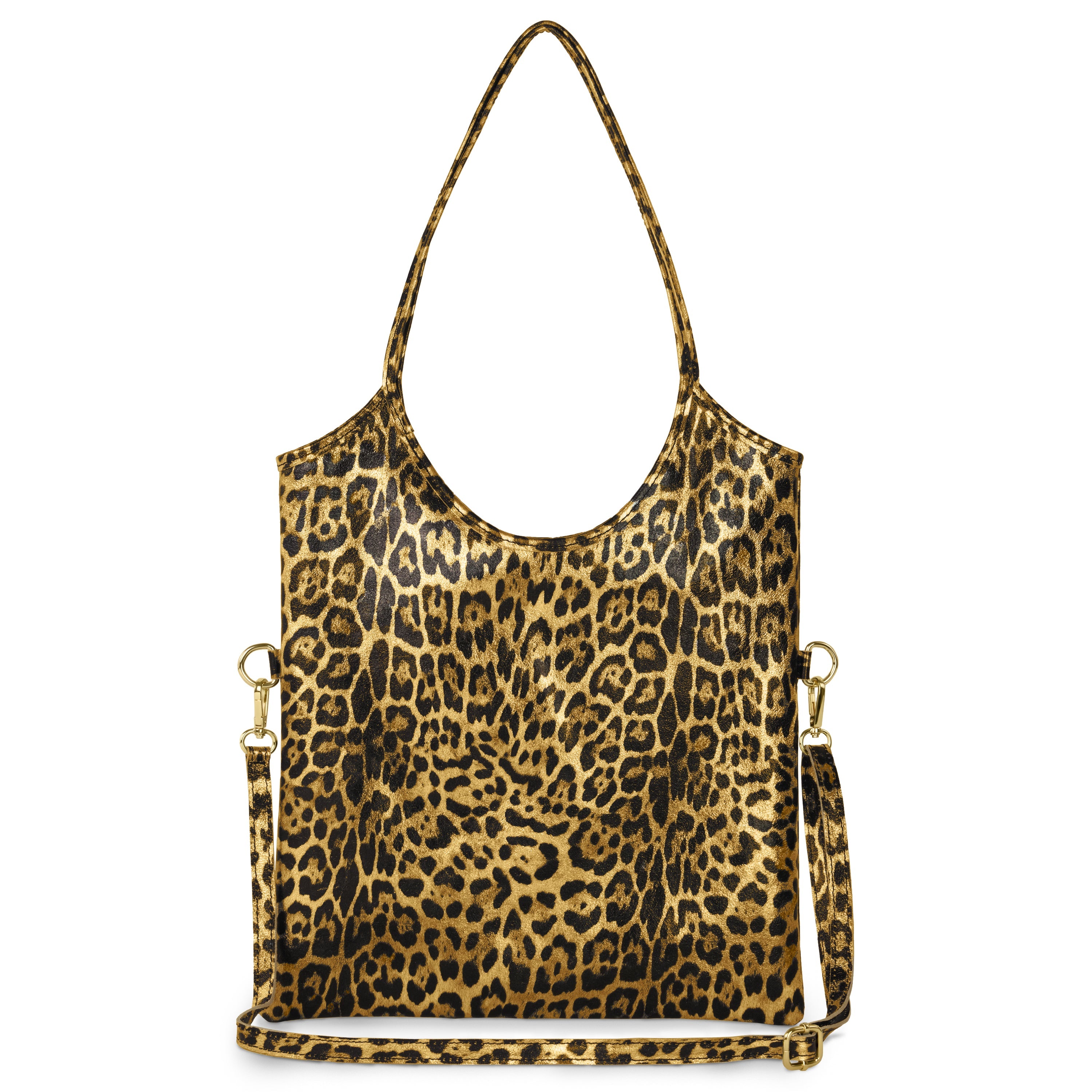 Leopard Metallic Suede Leather Tote Bag