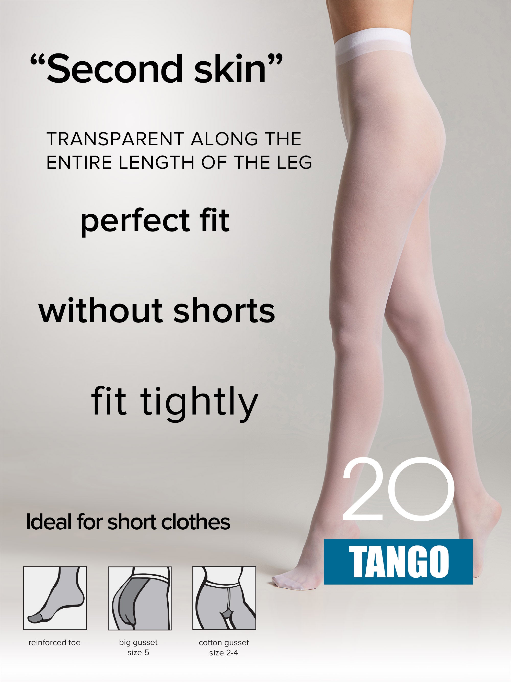 Conte Tango Tights 20 Den | Sheer to Waist Satin Shine