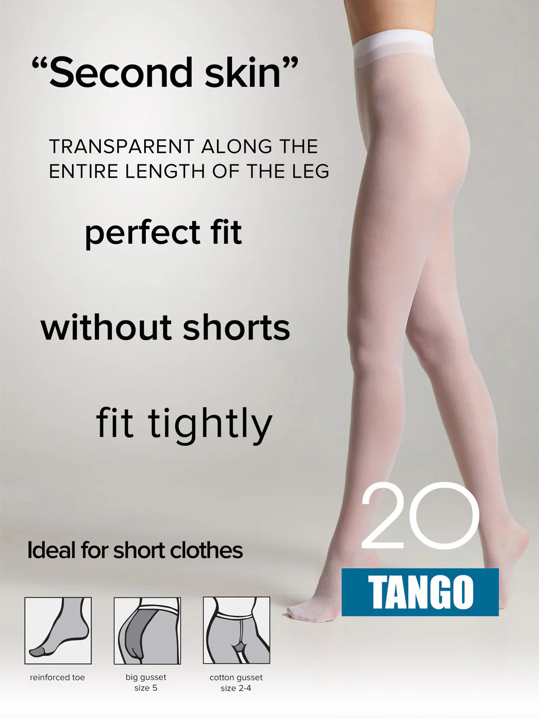 Conte Tango Tights 20 Den | Sheer to Waist Satin Shine