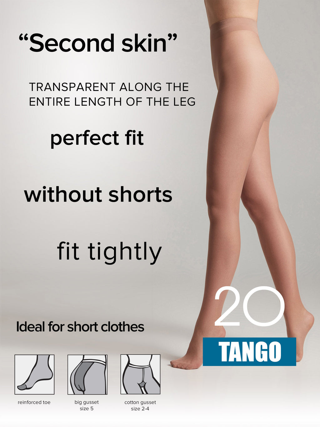 Conte Tango Tights 20 Den | Sheer to Waist Satin Shine