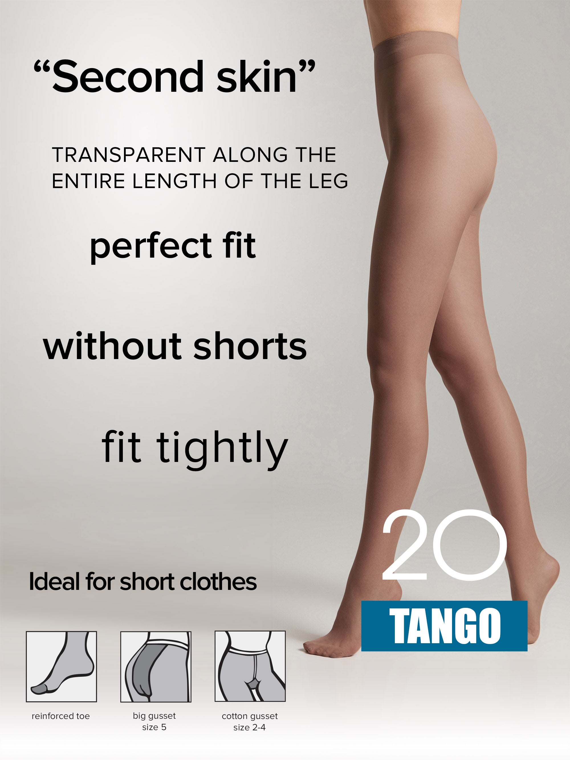 Conte Tango Tights 20 Den | Sheer to Waist Satin Shine