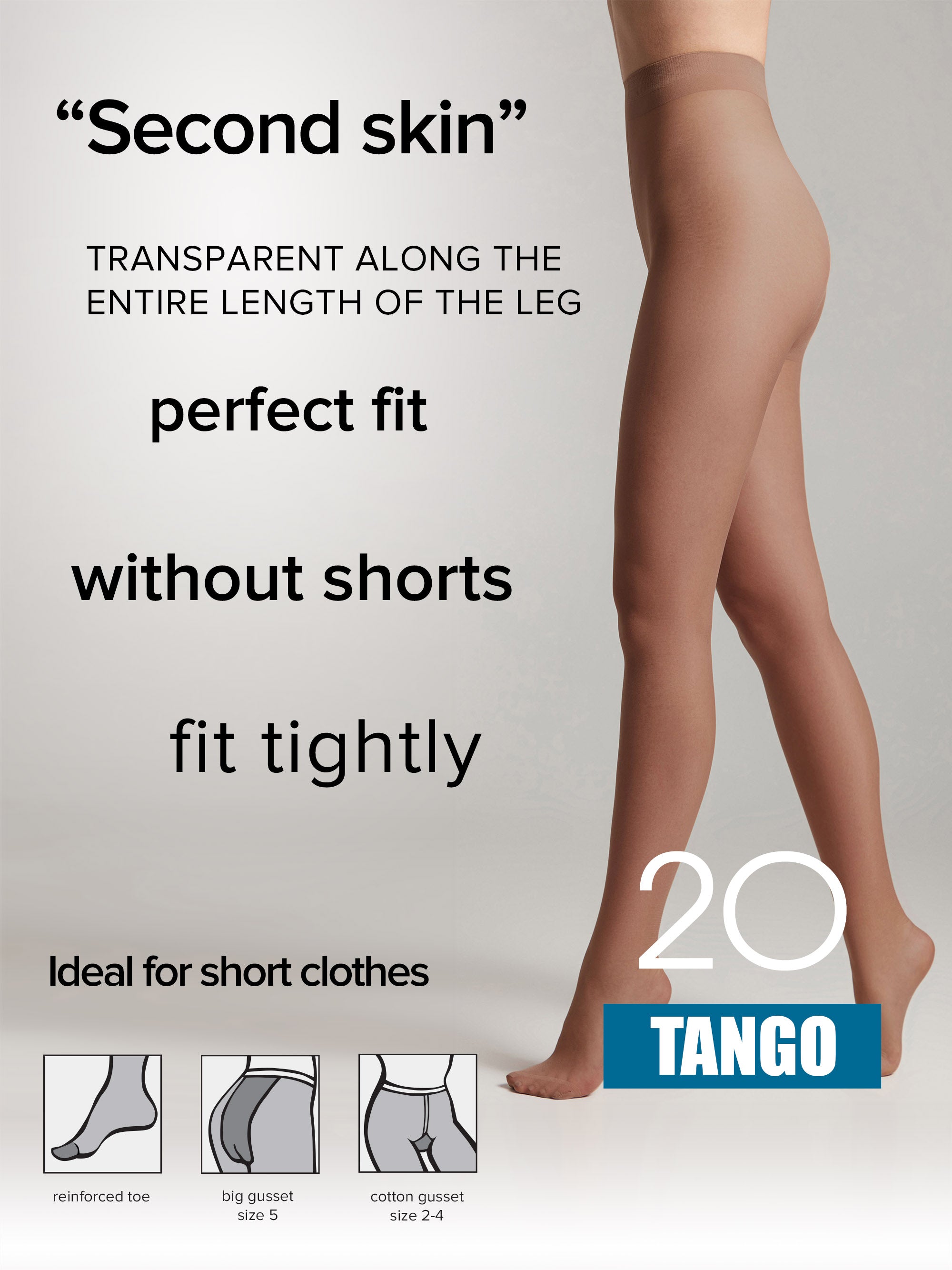 Conte Tango Tights 20 Den | Sheer to Waist Satin Shine