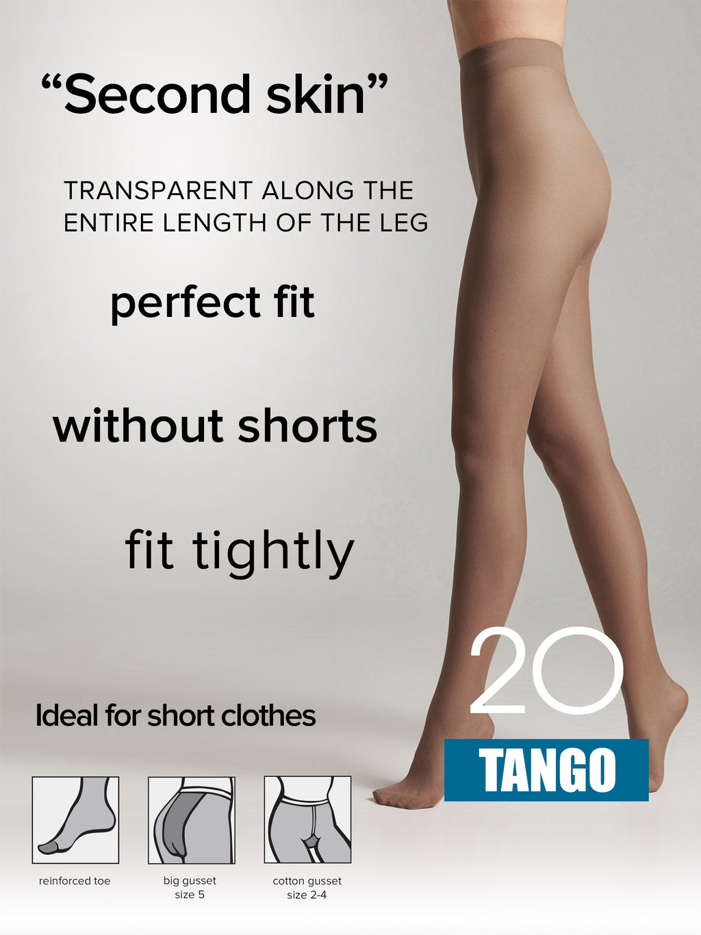 Conte Tango Tights 20 Den | Sheer to Waist Satin Shine