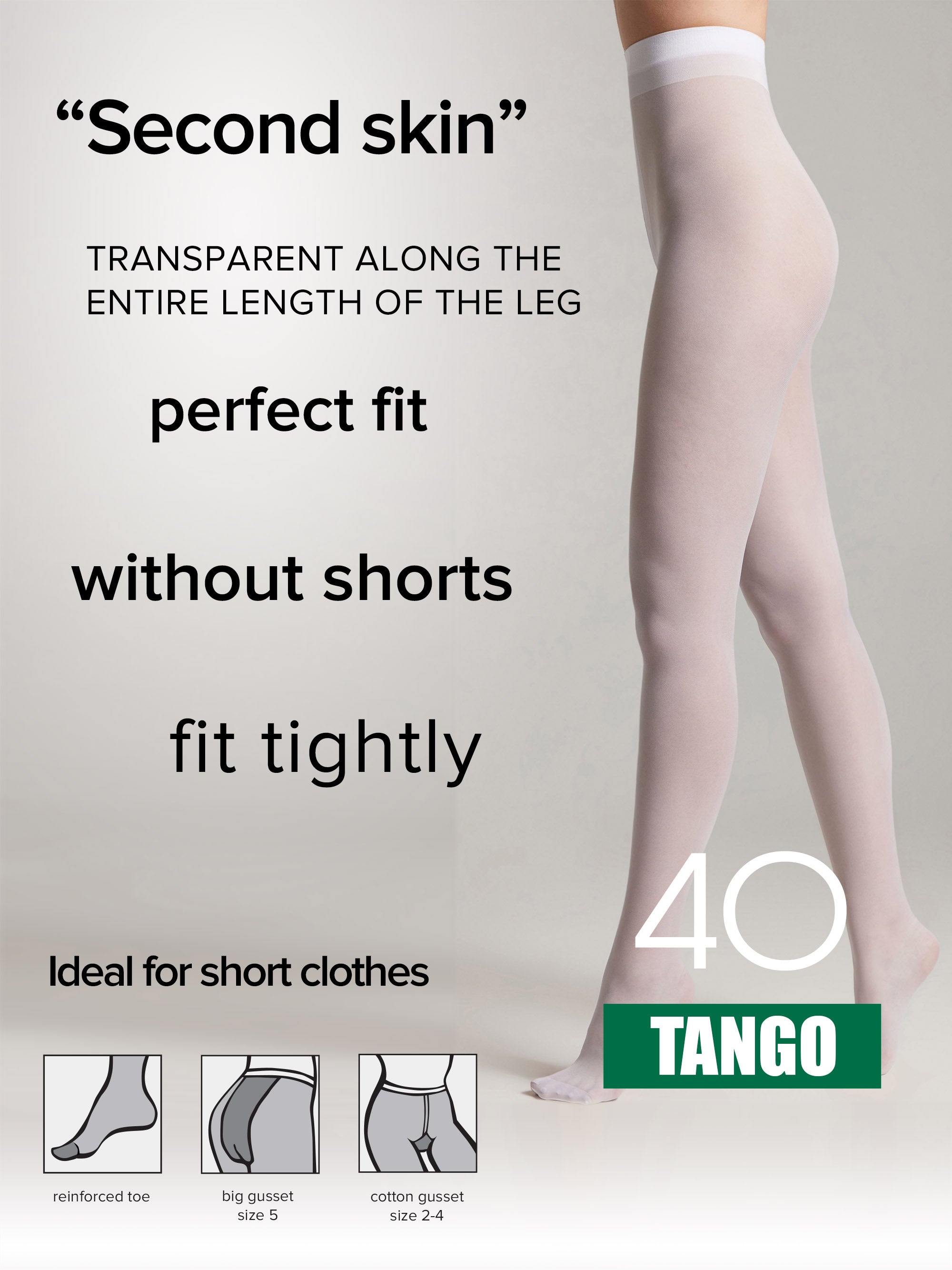 Conte Tango Tights 40 Den | Sheer to Waist Satin Shine