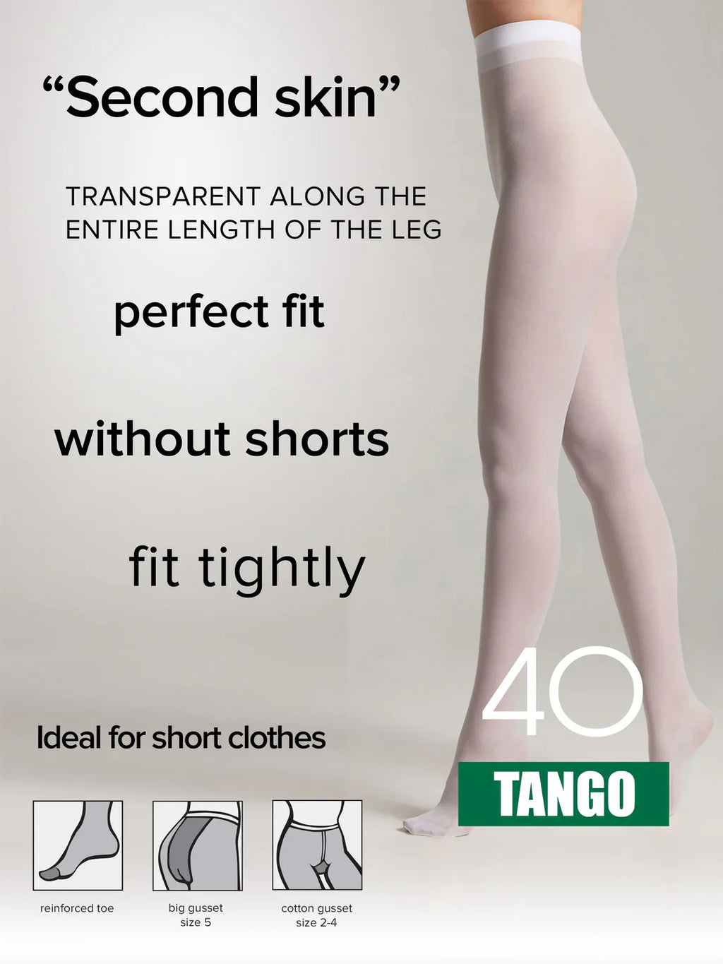 Conte Tango Tights 40 Den | Sheer to Waist Satin Shine