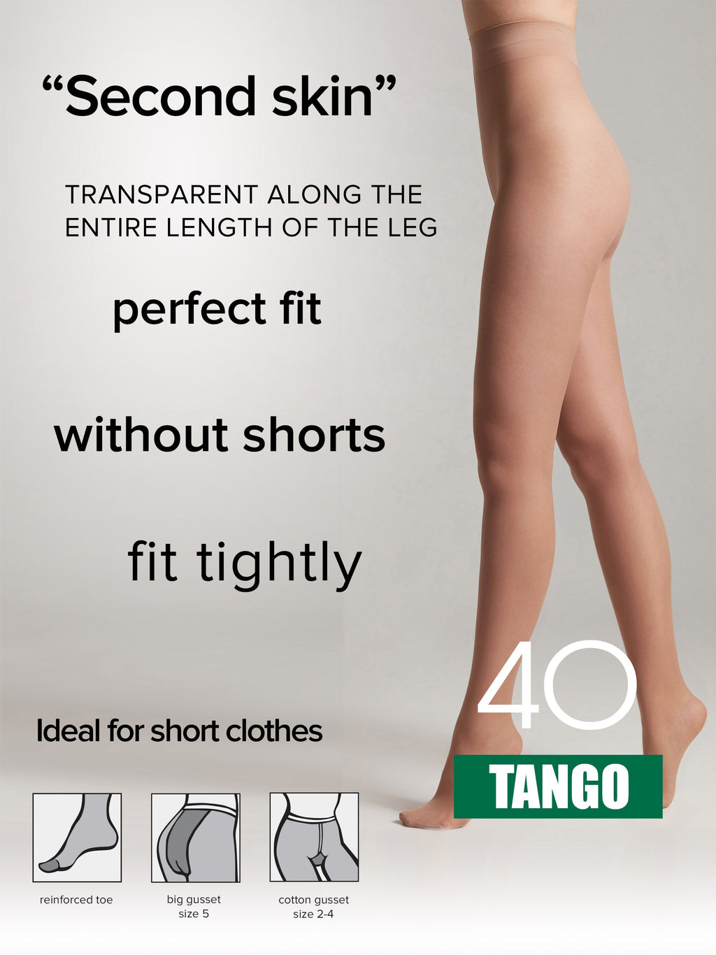 Conte Tango Tights 40 Den | Sheer to Waist Satin Shine