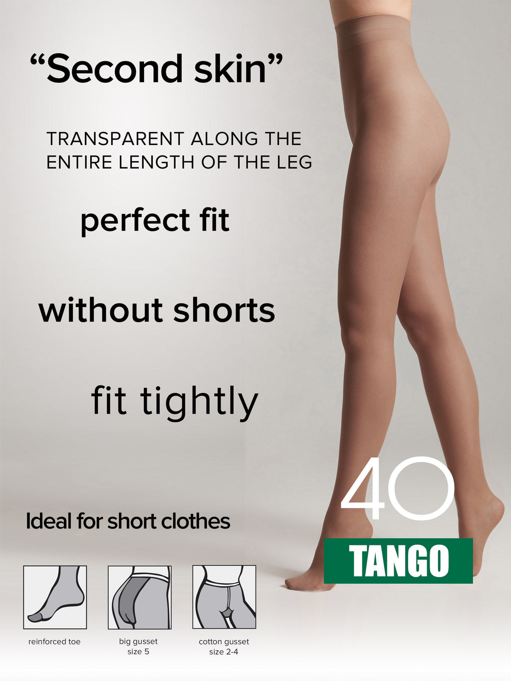 Conte Tango Tights 40 Den | Sheer to Waist Satin Shine