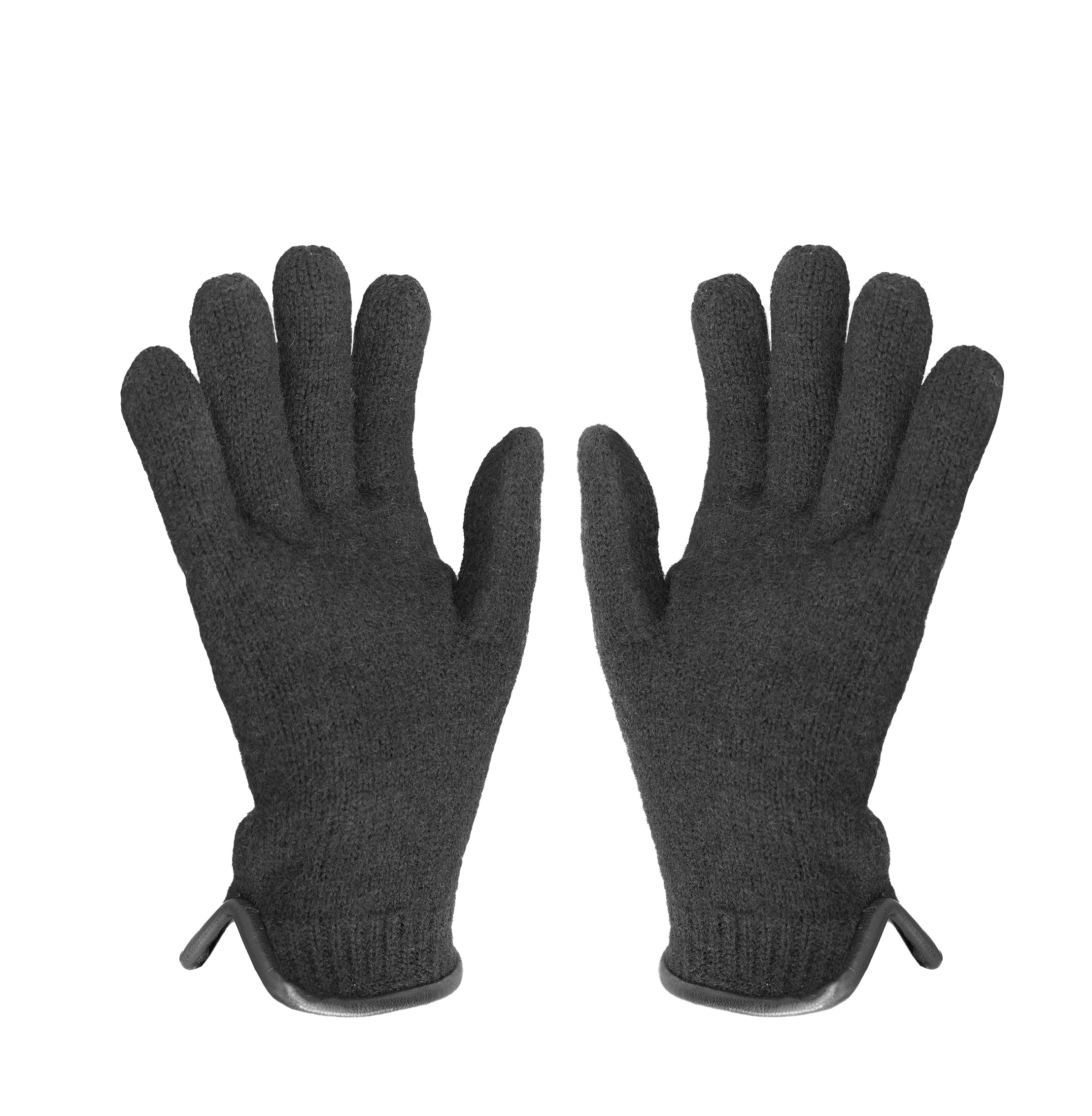 Tittimitti® 100% Virgin Wool Unisex Gloves with Genuine Leather Trim. OEKO-TEX Standard 100