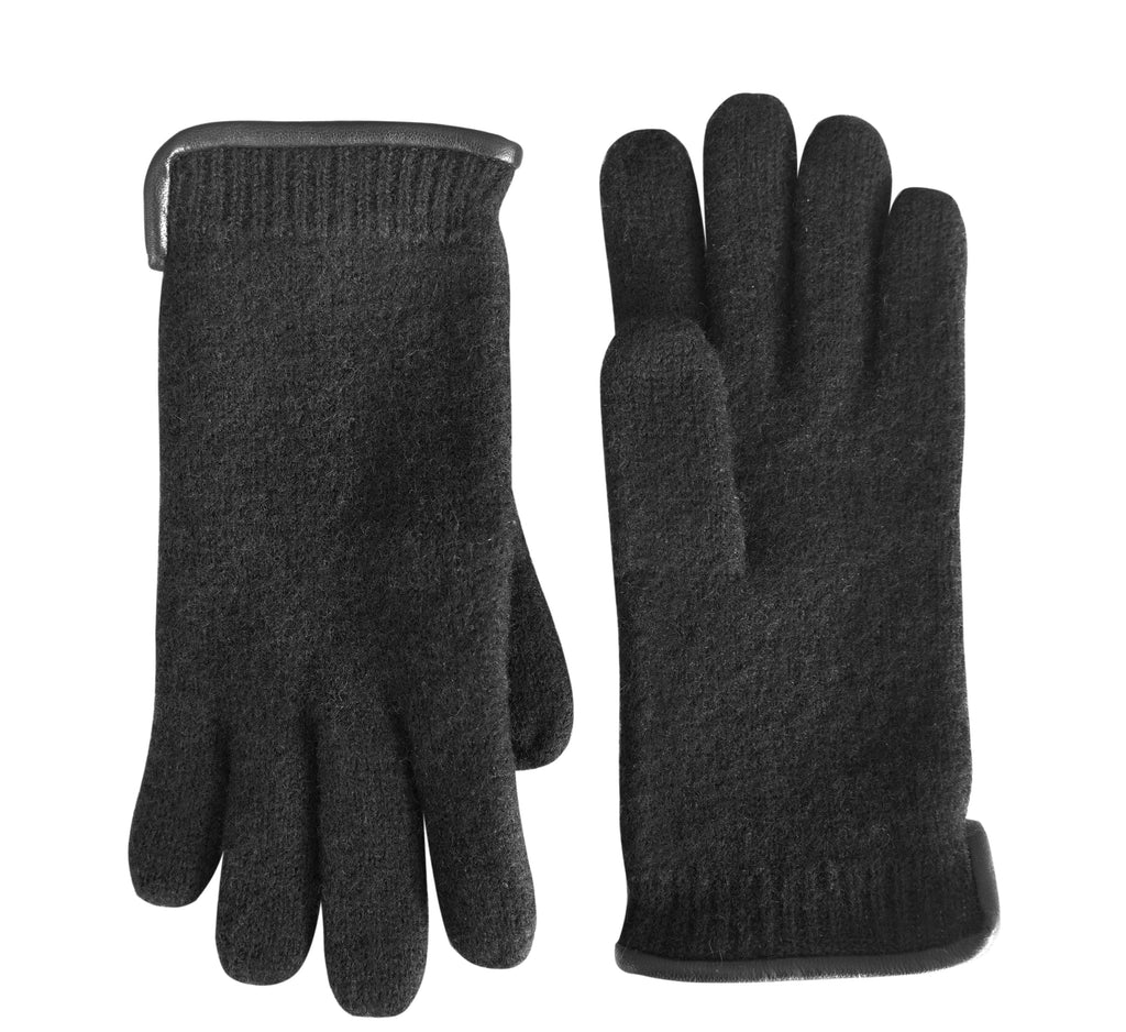 Tittimitti® 100% Virgin Wool Unisex Gloves with Genuine Leather Trim. OEKO-TEX Standard 100