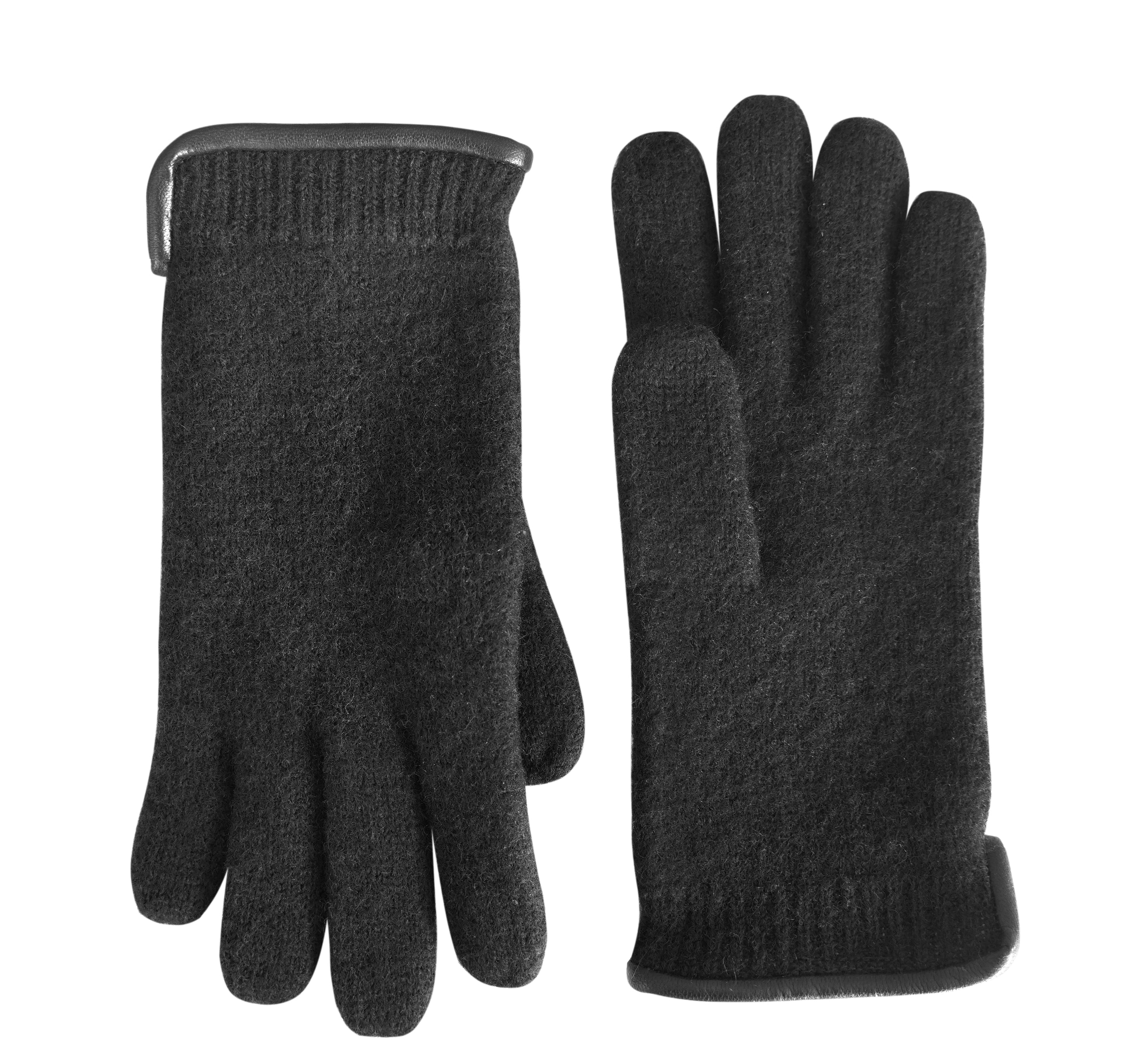 Tittimitti® 100% Virgin Wool Unisex Gloves with Genuine Leather Trim. OEKO-TEX Standard 100