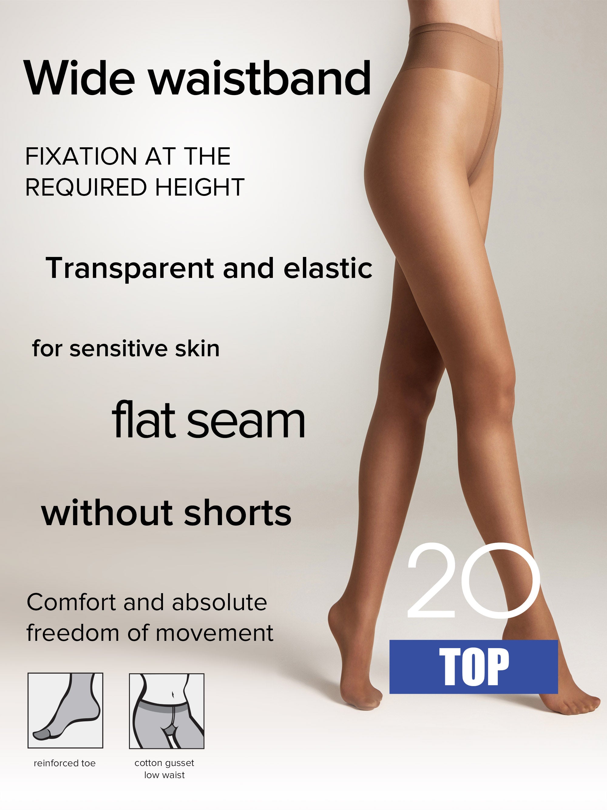 Tights Conte Top 20 Den | Low Waist Adjustable Belt