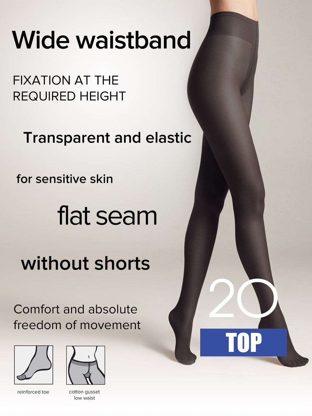 Tights Conte Top 20 Den | Low Waist Adjustable Belt