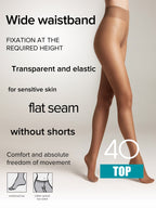 Conte Top Tights with Low Waist Adjustable Belt 40 Den