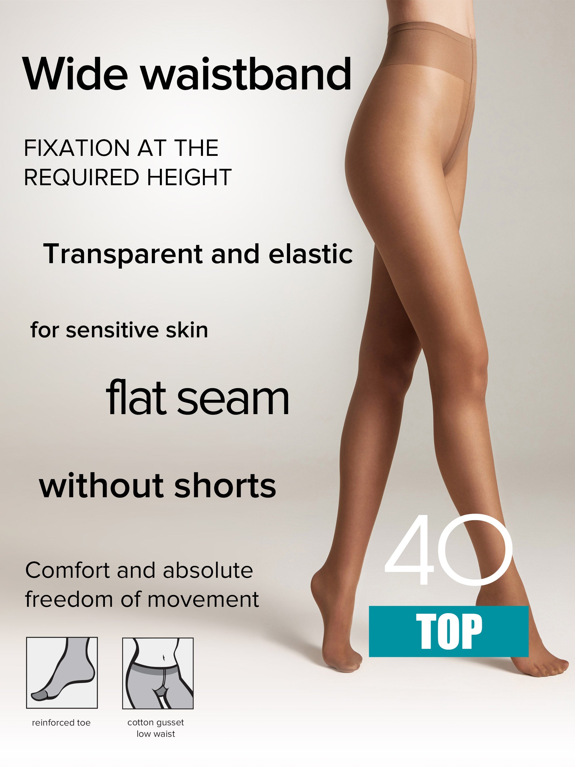 Conte Top Tights with Low Waist Adjustable Belt 40 Den