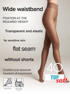 Tights Conte Top Soft 40 Den | Adjustable Fit for Sensitive Skin