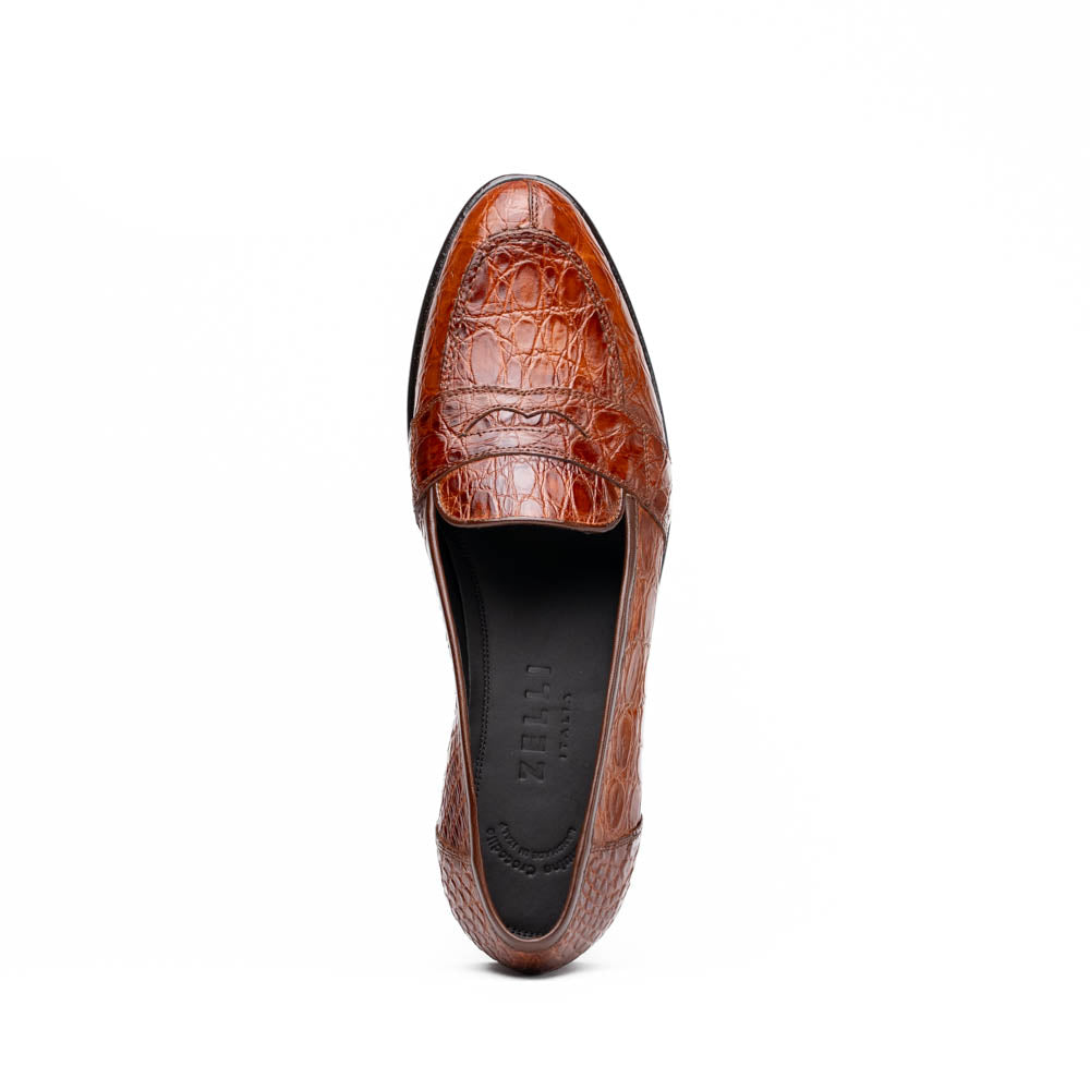 Tuscany Crocodile Penny Loafer | Cognac