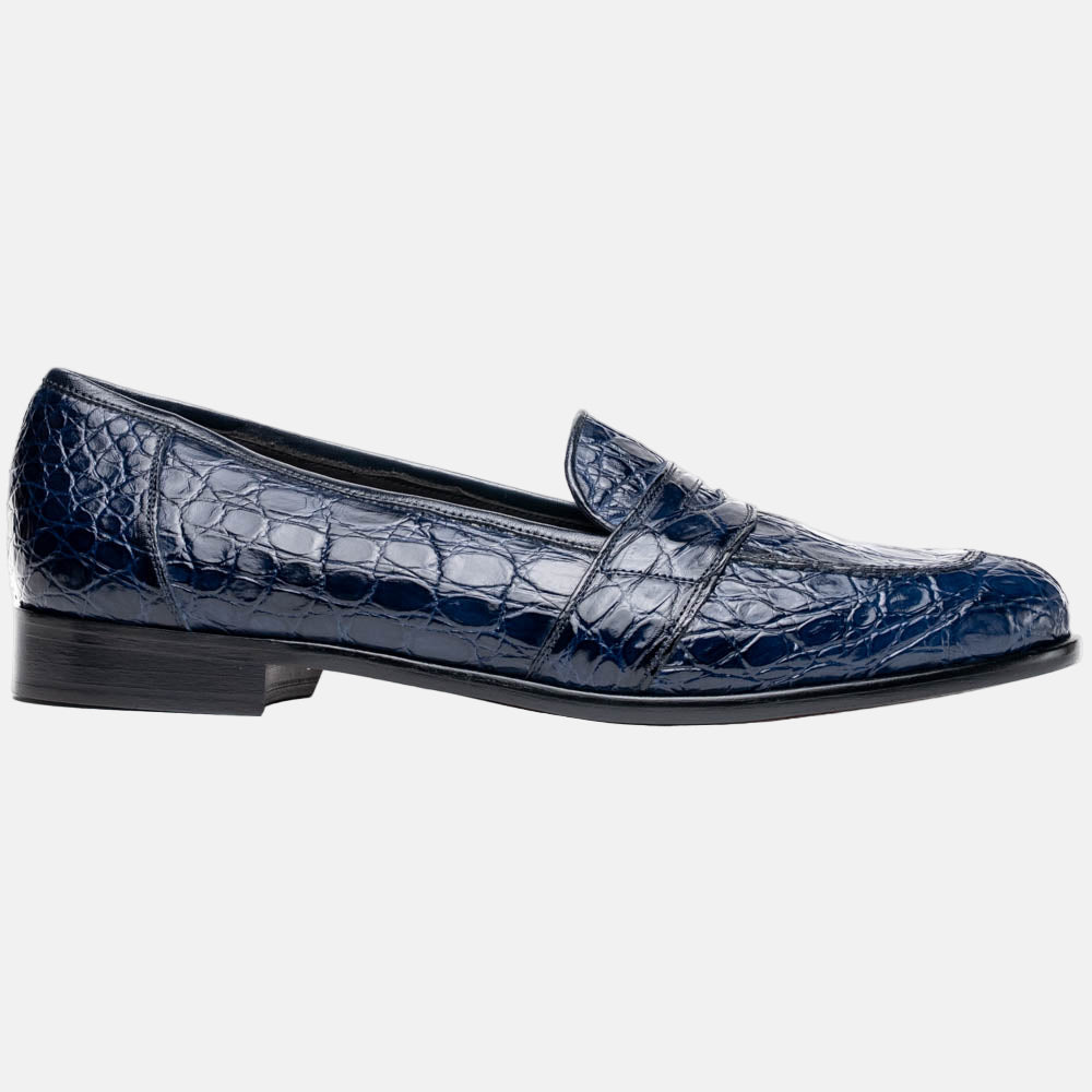 Tuscany Crocodile Penny Loafer | Navy
