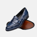 Tuscany Crocodile Penny Loafer | Navy