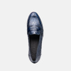 Tuscany Crocodile Penny Loafer | Navy
