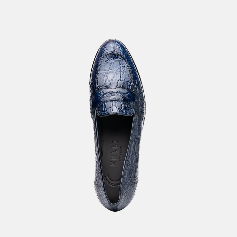 Tuscany Crocodile Penny Loafer | Navy