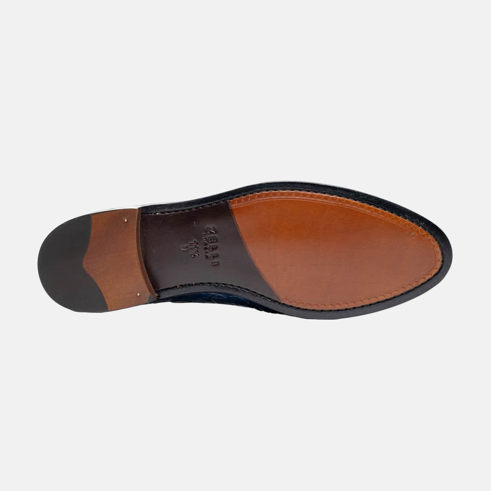 Tuscany Crocodile Penny Loafer | Navy