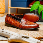 Tuscany Crocodile Penny Loafer | Cognac