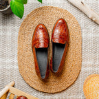 Tuscany Crocodile Penny Loafer | Cognac