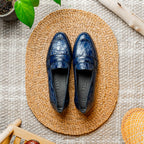 Tuscany Crocodile Penny Loafer | Navy