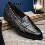 Tuscany Crocodile Penny Loafer | Black