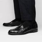 Tuscany Crocodile Penny Loafer | Black