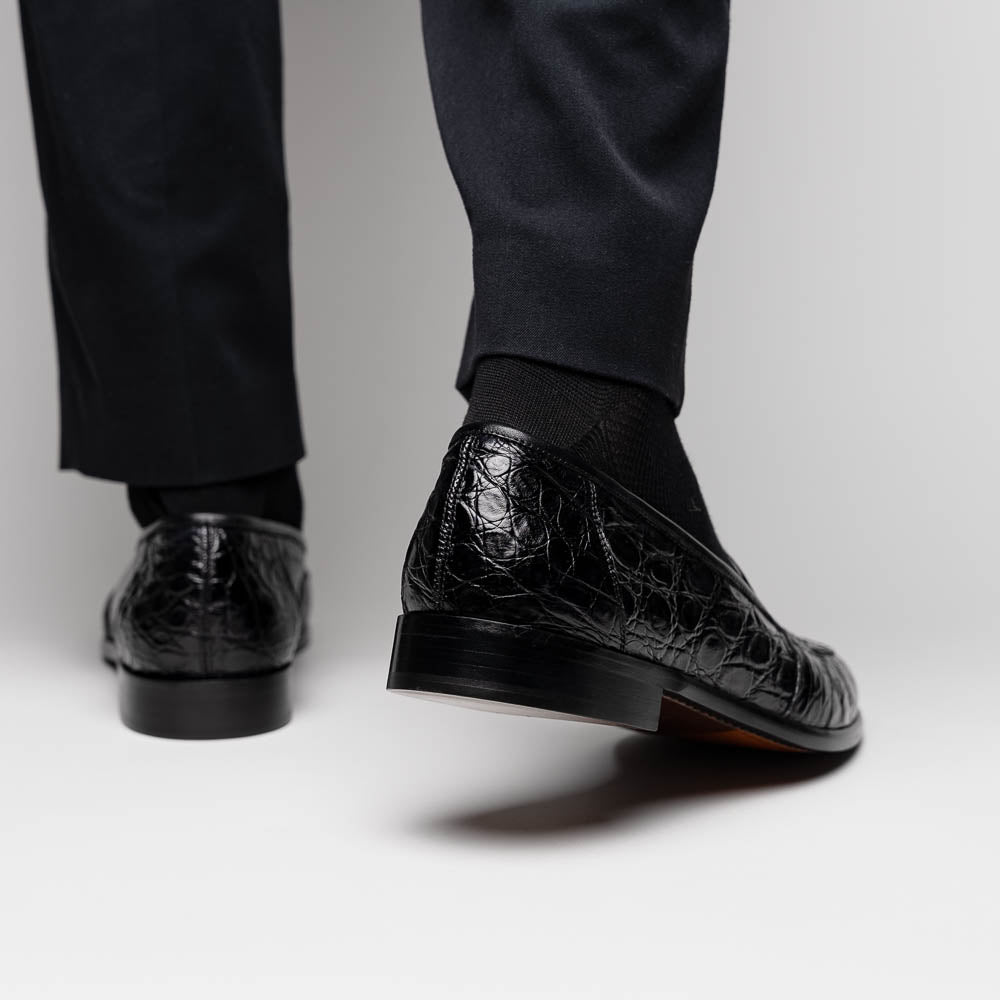 Tuscany Crocodile Penny Loafer | Black
