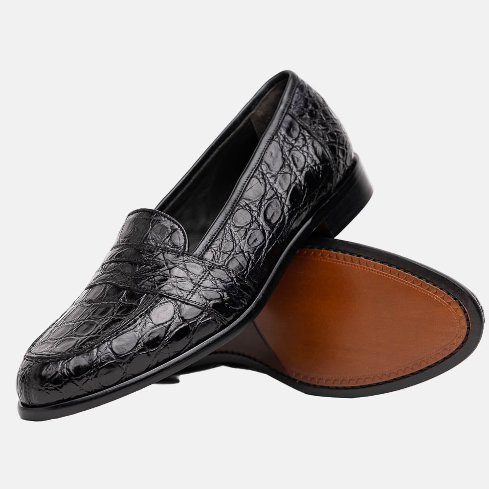 Tuscany Crocodile Penny Loafer | Black
