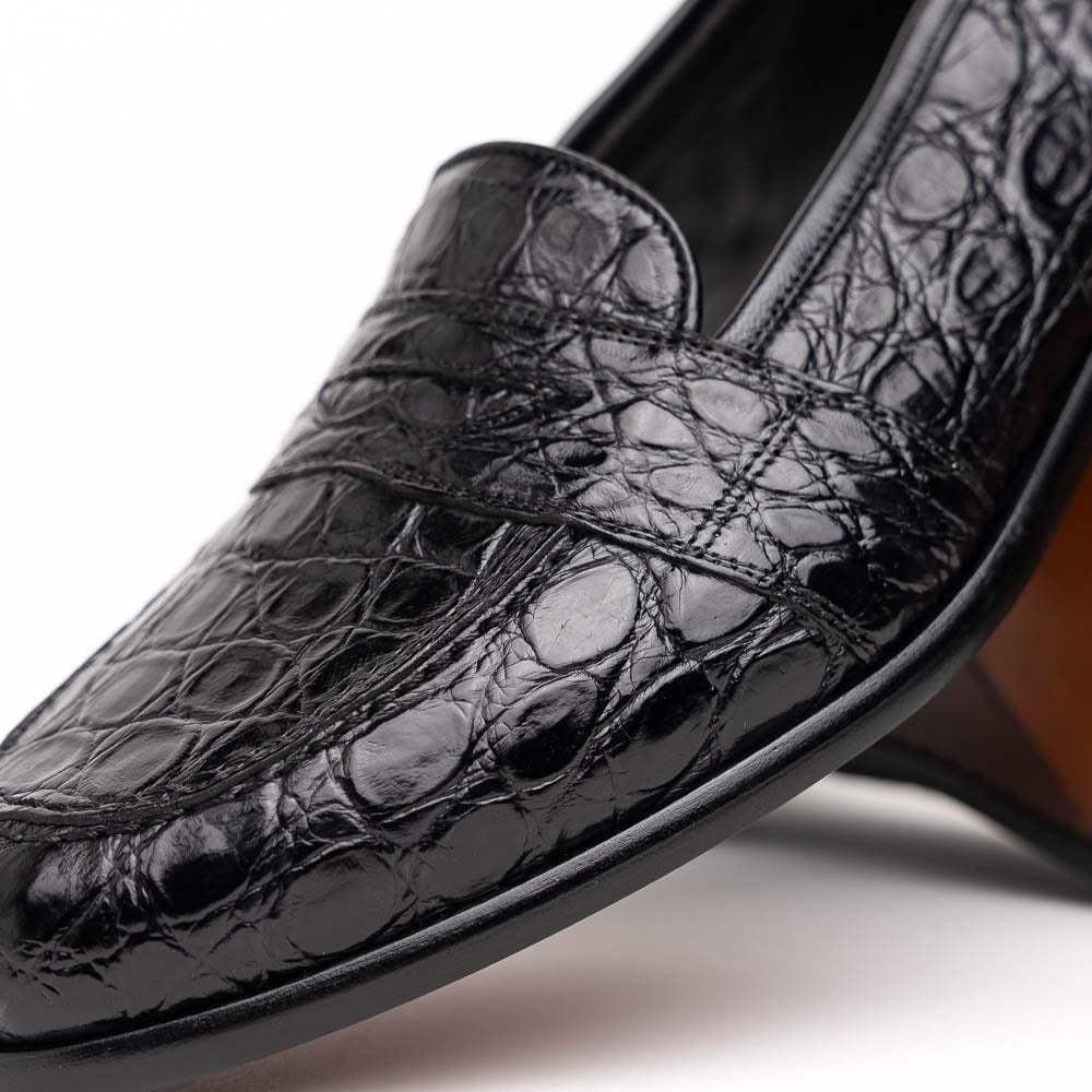 Tuscany Crocodile Penny Loafer | Black