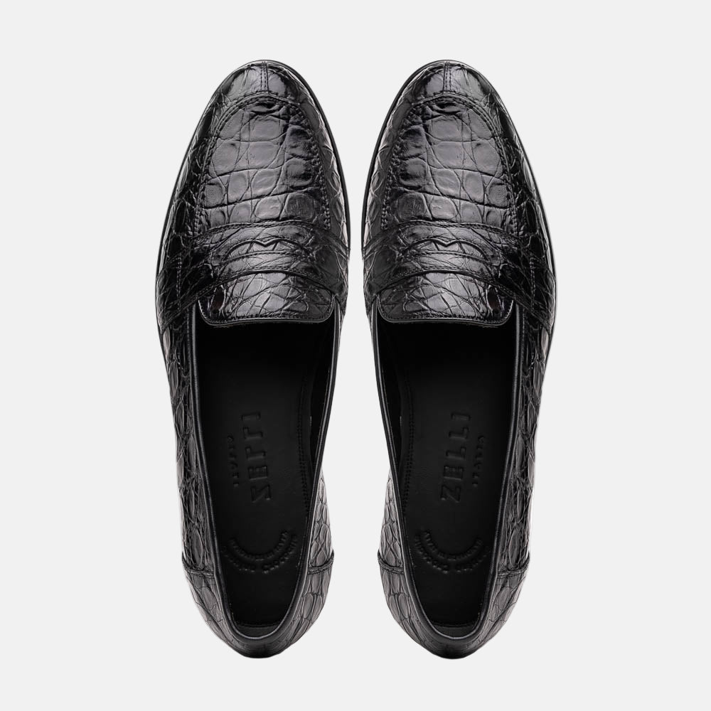 Tuscany Crocodile Penny Loafer | Black