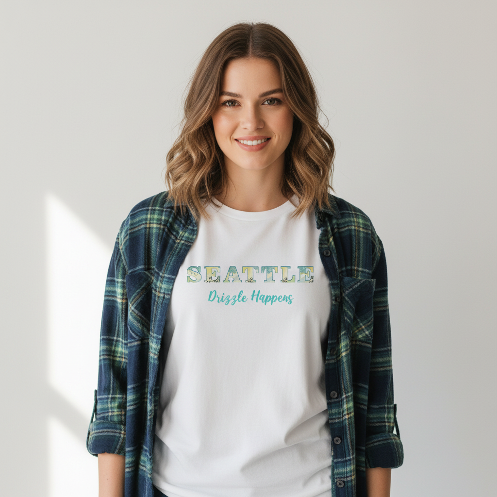 Fitted Performance Tee 'Seattle. Drizzle Happens'