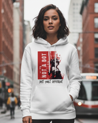 White Organic Hoodie ‘Not A Bot… Just Built Different’ Red Print